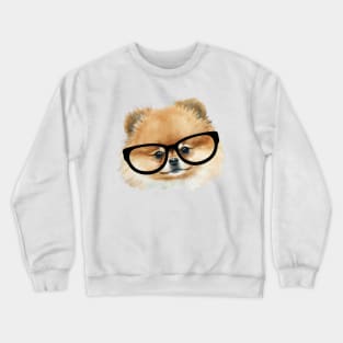 Cute  pomeranian dog with eye glasses Crewneck Sweatshirt